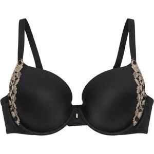 Wacoal La Femme Contour Bra 853117 Black Gold Lace Underwire T-Shirt Bra 36D